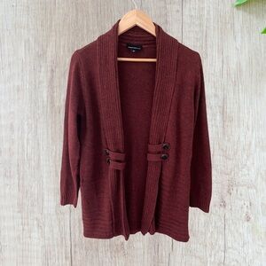 Fortune & Ivy Raiden Tab Detail Shawl Collar Open Cardigan Size M